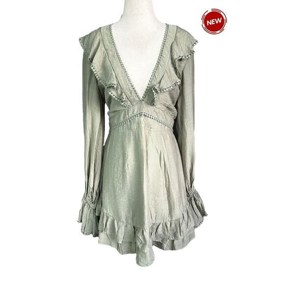 Saints + Secrets Olive Lined Mini A-line Dress Women's Size XL NWT | 12-19-3 - Picture 1 of 7
